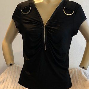 HOT KISS ZIP FRONT SHIRT WITH MEDAL DECORATIVE NWT SIZE XL